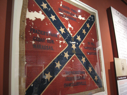47th Virginia Infantry, Company I, Battle Flag captured at the Battle of Falling Waters. Conserved by the 47th Virginia, Company I, now on display at the Museum of the Confederacy Branch in Appomattox - 31 Mar 2012
